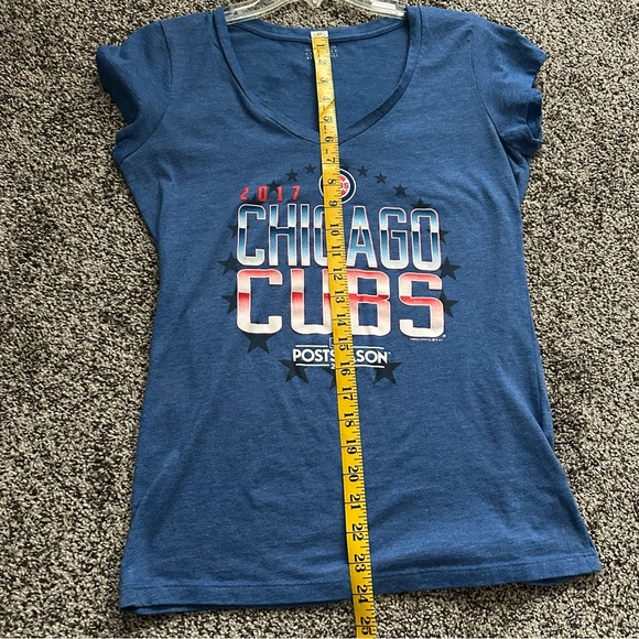 Chicago Cubs Women's Blue V-Neck T-Shirt - 2017 Postseason - Picture 6 of 10